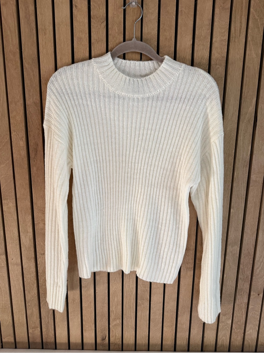 Forever 21 Cream Ribbed Crewneck Sweater